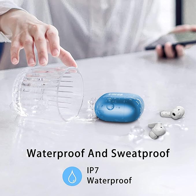 Wireless Earbuds, 2026 Bluetooth 5.4 Ear Buds in Ear with 4 ENC Noise Cancelling Mic, New Wireless Earphones HiFi Stereo Deep Bass 40H Playtime, In-Ear Bluetooth Earbuds LED Display IP7, Lake Blue