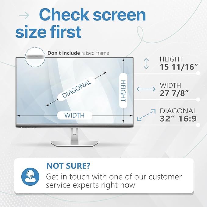 VINTEZ 32 Inch 16:9 Privacy Screen for Computer Monitor and Laptop - Anti Glare Protector Film Blue Light Filter Eye Protection - Computer Screen Privacy Shield, [1 Pack]