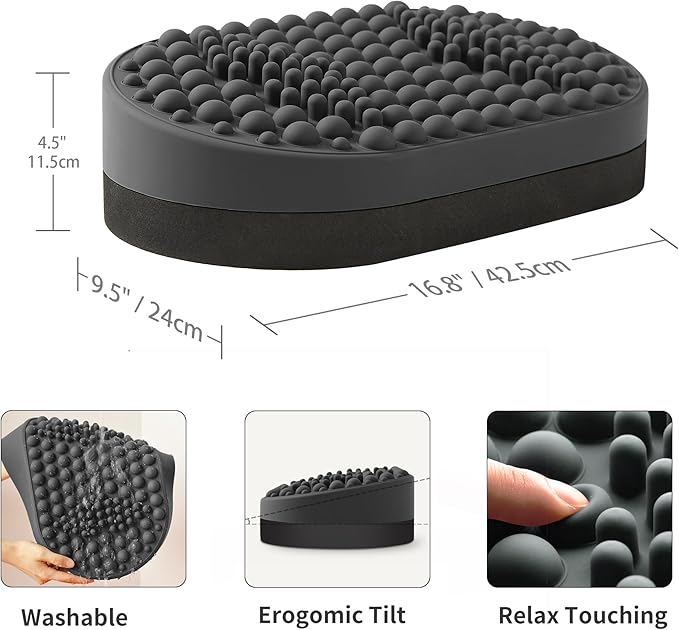 Foot Rest for Under Desk at Work, Home Office Foot Stool, Ottoman Foot Massager for Plantar Fasciitis Relief, Soft Silicone Footrests, Anti-Fatigue (Gray)
