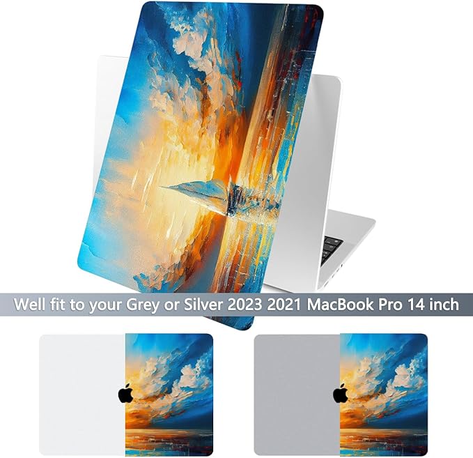 Batianda for MacBook Pro 14 Inch Case 2026-2021 Release M5 M4 M3 M2 M1 Pro/Max, 1.2mm Slim Graphic Hard Shell Cover with Keyboard Cover, Screen Protector 4-in-1 Bundle, Sail