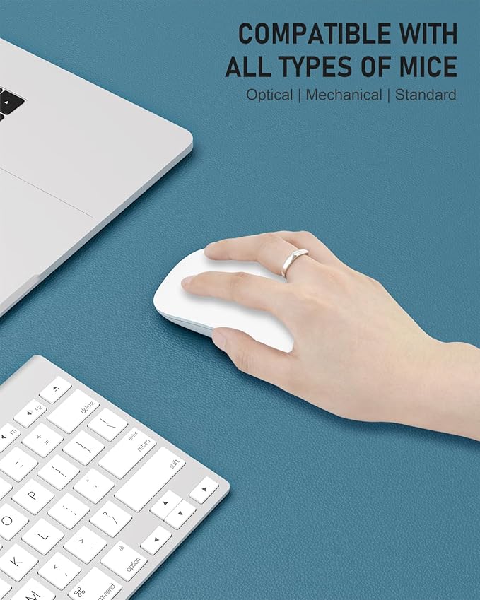 Desk Pad, 23.6" x 13.8" PU Leather Non-Slip Desk Mat Large Mouse Pad for Desktop, Waterproof Laptop Computer Writing Mat for Office, Home, Work, Gaming, Dark Blue