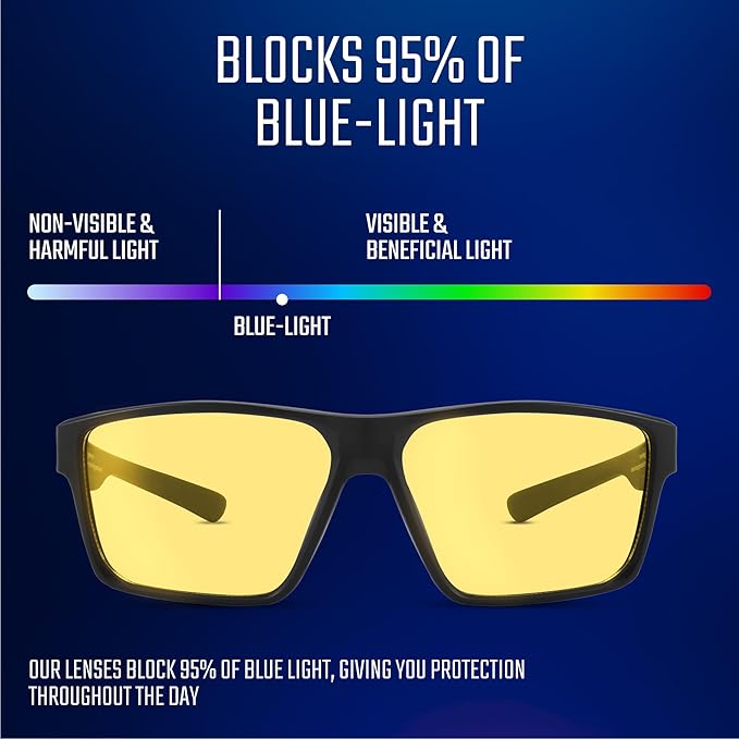 Titan Gaming Glasses, Blue Light Blocking, Night Driving Glasses for Men, Computer Protection, Gift for Gamers