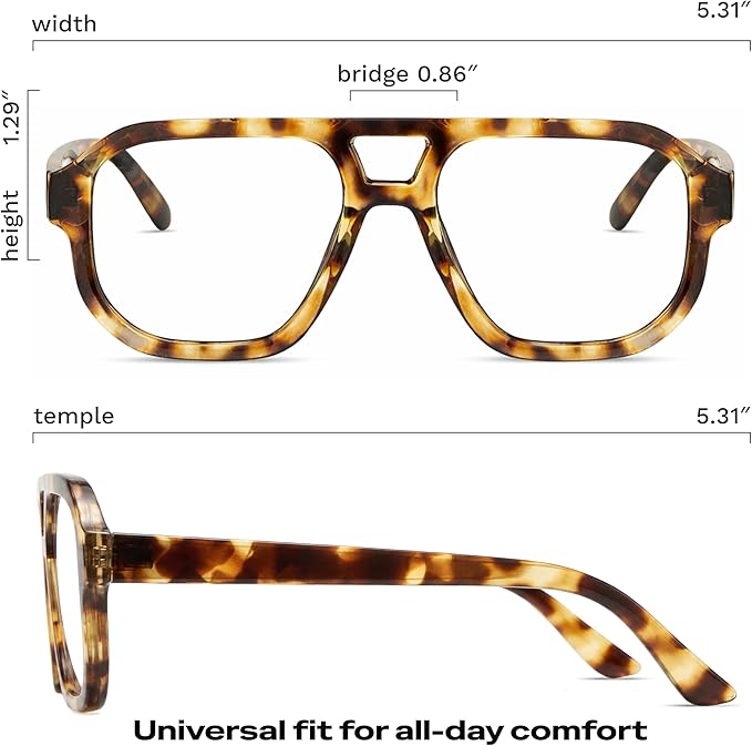 livho Retro Aviator Blue Light Blocking Glasses for Women Men with Soft Case, Trendy Rectangle Computer Eyeglasses
