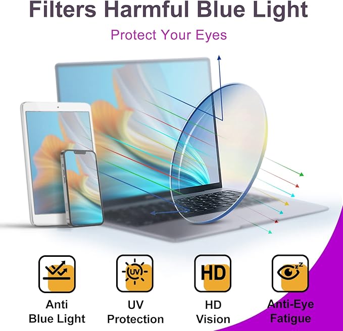 VISOONE Square Blue Light Blocking Glasses TR90 Clear Lens for Women Men BONA