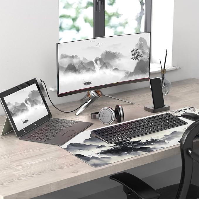 Mouse Pad Gaming Mousepad 35.4 x 15.7in Large Mouse Pad for Keyboard,Non-Slip and with Stitched Edges,Keyboard Pad Desk mat for Home Office and School