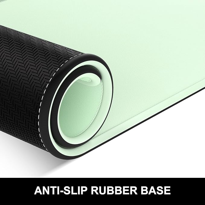 Hsurbtra Desk Pad, 23.6" x 13.8" Premium-Textured Desk Mat, Stitched Edge Anti-Slip Waterproof Rubber Mouse Pad, M Extended Computer Mat for Office Gaming Laptop Keyboard Lake Green
