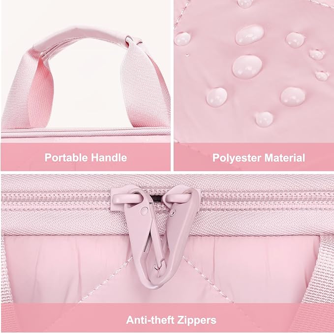 MOSISO 360 Protective Laptop Shoulder Bag, 15-15.6 inch Double Layer Fluffy Padded Laptop Bag with Anti-theft Zipper Compatible with MacBook Pro 16 inch, HP, Dell, Lenovo, Asus Notebook, Pink