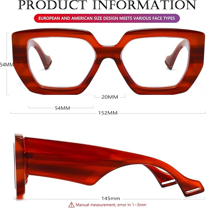 AIEYEZO Thick Frame Blue Light Glasses Men Women, Fashion Square Computer Eyeglass Anti Eyestrain & Prevent Headache