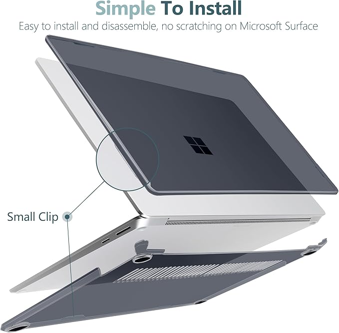 Batianda Crystal Case for Microsoft Surface Laptop 15-inch 7th Edition Copilot+ PC 2024 2025 Release Lightweight Durable Scratch-Resistant Easy Install, with Keyboard Cover & Screen Protector, Black