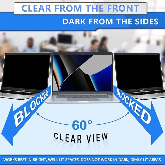 ZOEGAA MacBook Pro 16 Privacy Screen, Removable Anti Blue Light Laptop Privacy Filter and Anti-Glare Protector