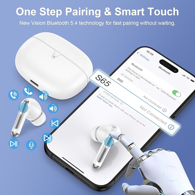 for iPhone 17 Pro Max Wireless Earbuds, Bluetooth Headphones for iPhone 17e/17/16e/16/15/14/13/12/11/Pro/Max Wireless Ear Buds Earphone, 60Hrs Playtime Stereo, Hi-Fi, Noise Cancelling, IP7 Waterproof