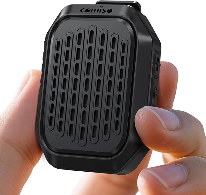 comiso Wearable Bluetooth Speaker, IPX7 Waterproof, Clip-On Portable Wireless Speaker, 10H Playtime, Built-in Mic for Hands-Free Calls, Running, Cycling, Outdoor (Black)