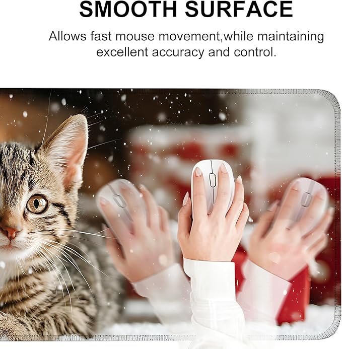 Mouse Pad, Large Anti-Slip with Stitched Edges Desk Mat Desktop Laptop Computer Desk Keyboard Mat,Table Protector Blotter Mat (cat, 31.5" x 11.8")