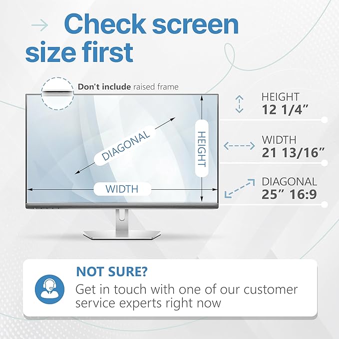 VINTEZ 25 Inch 16:9 Privacy Screen for Computer Monitor and Laptop - Anti Glare Protector Film Blue Light Filter Eye Protection - Computer Screen Privacy Shield, [1 Pack]