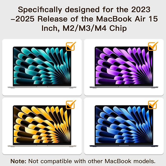 2 Pack Compatible with MacBook Air 15 Inch Screen Protector (2023-2026, M2, M3, M4, M5), Matte Anti Glare Film Anti Scratch Protector for Mac Air 15.3'' A2941 A3114 A3241 A3448