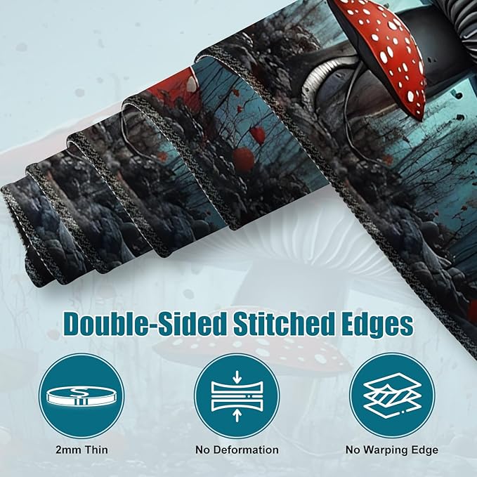 Cool Desk Matt for Desktop, Mouse Pad Mat, Desk Mat for Keyboard and Mouse, XXL Large Mouse Pad for PC, Anti-Slip Big Mousepad with Stitched Edges, Mouse Mat for Computer Laptop Women, Red Mushroom