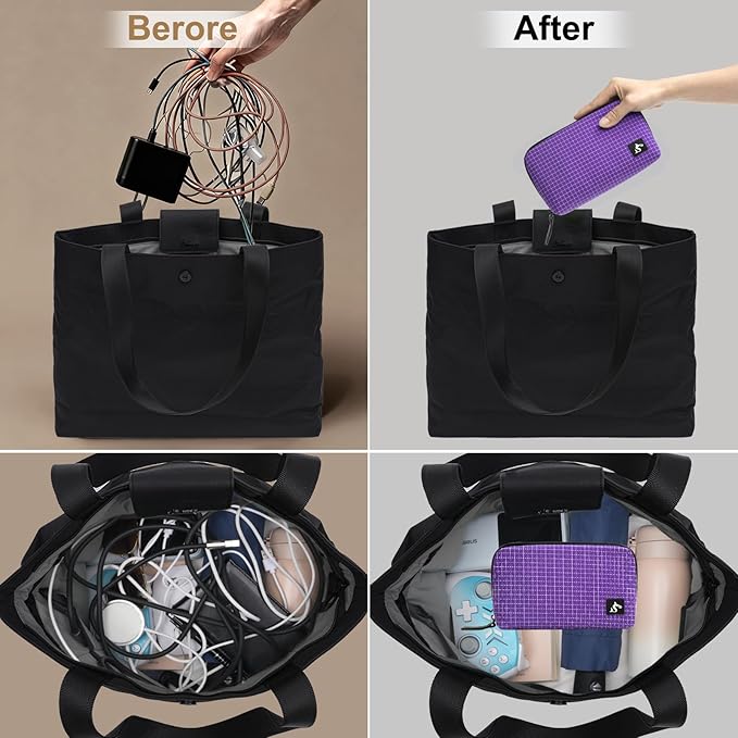 SIMTOP Cord Organizer Travel Small Tech Bag Pouch Case for Cords, Charger, Hard Drive, Power Bank ?€? Water-Resistant Electronics Organizer, Small Portable Gadget Case for Travel