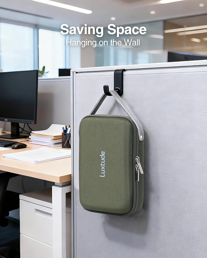 Luxtude Electronic Organizer Travel Case, Portable Tech Organizers, Hard Charger Organizer, Travel Cable Organizers, Tech Bag (Single-Layer, Green, Small)