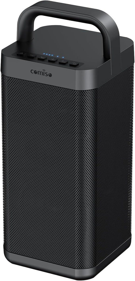 COMISO Portable Bluetooth Speaker with Deep Bass,150W Peak, IPX6 Waterproof Outdoor Speaker with 12H Playtime,Power Bank Function, Party Speaker with USB/AUX/Mic Inputs, Speakers for Home,Beach&Travel