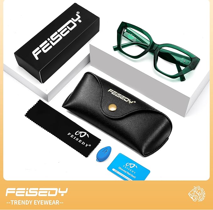 FEISEDY Women Cat Eye Blue Light Blocking Glasses Trendy Cateye Design for Daily Wear B0350