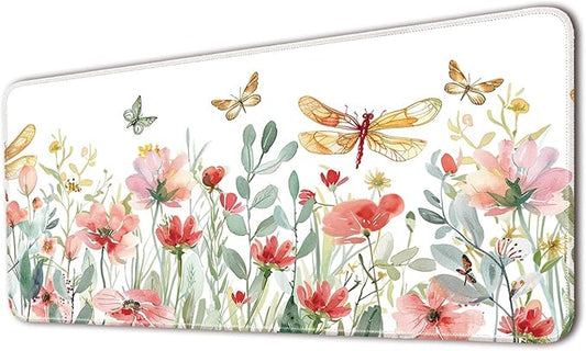 Desk Pad Protector, Office Desk Mat, Large Mouse Pad, Non-Slip Desk Blotter, 23.6x11.8 inch, Watercolor Flower