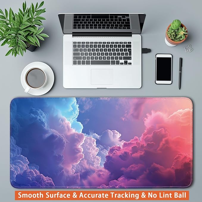 Desk Pad Protector, Office Desk Mat, Large Mouse Pad, Non-Slip Desk Blotter, 23.6x11.8 inch, Colorful Clouds