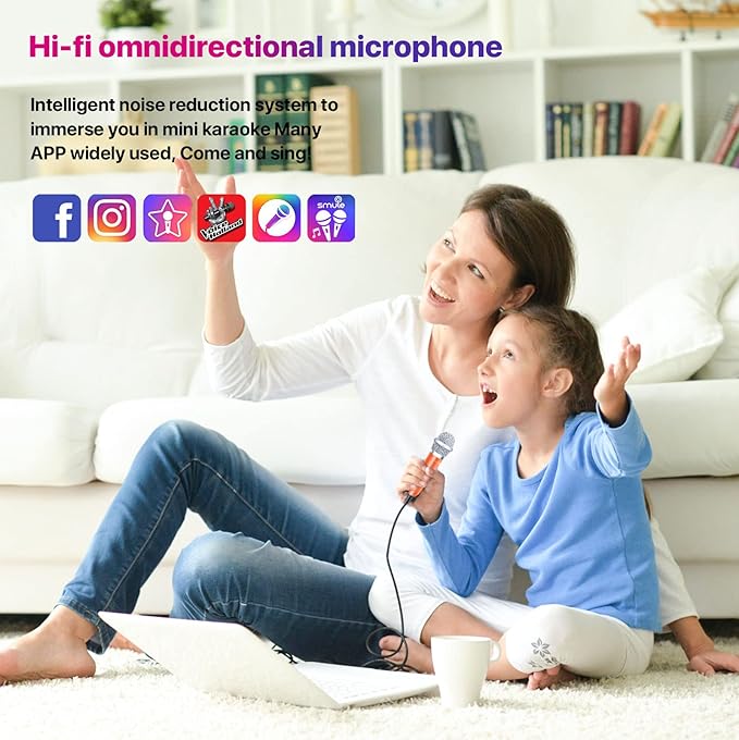 Mini Microphone,Tiny Microphone,Phone, Asmr,Mini Karaoke,forVoiceRecording Chatting and Singing on iPhone,Android,PC(Orange)