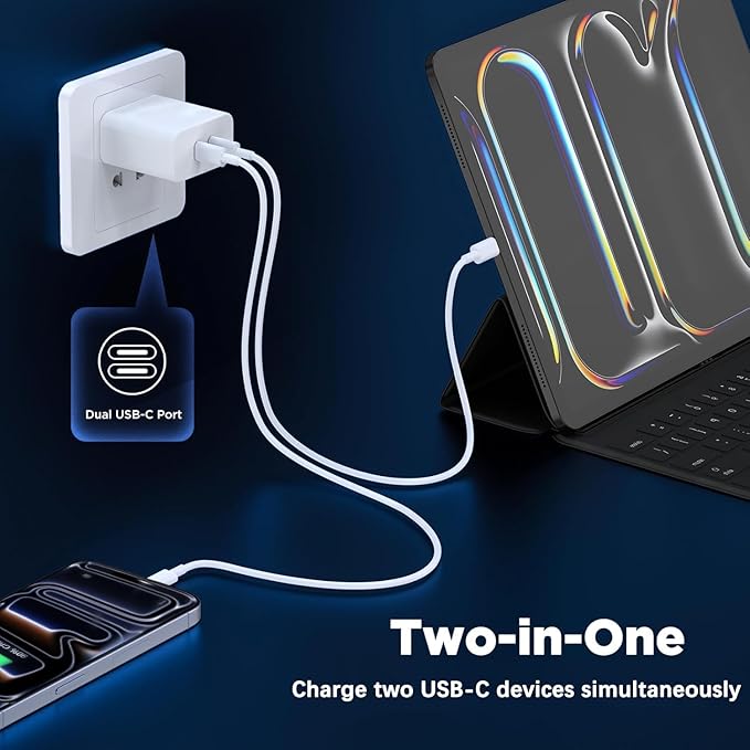 USB C Charging Block Fast Charger,2Pack 40W Dual Port Fast USB C Wall Charger Block,Type C Charging Plug Power Adapter Compatible with iPhone 17 Pro Max/Air/16e/16 Plus/15/14/13/12/11/XS/XR/X,iPad