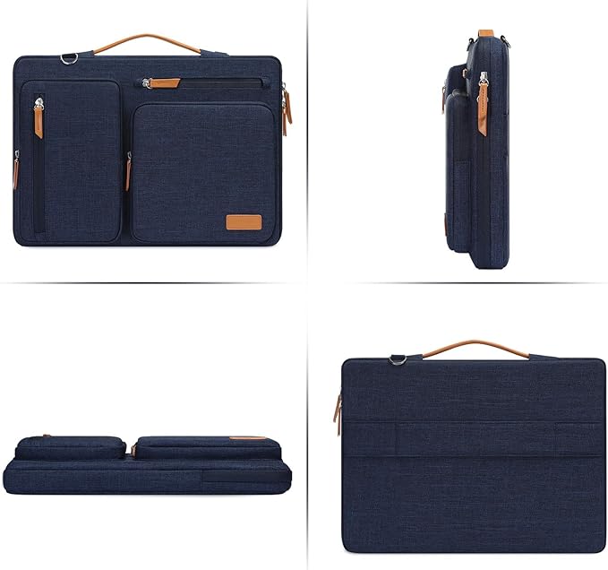 MOSISO 360 Protective Laptop Shoulder Bag,14 inch Computer Bag Compatible with HP Lenovo Dell ASUS Acer, HP, Dell Latitude, Lenovo,Side Open Messenger Bag with 4 Zipper Pockets&Handle, Navy Blue