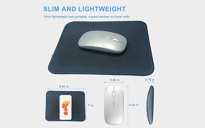 Wireless Mouse,2 Silent Mice and 1 Mice Pad Combo,Portable Mobile Optical Office Mouse, 2.4 GHz with USB Mini Receiver,3 Adjustable DPI for Notebook, PC, Laptop, Computer, Desktop-Grey & Silver