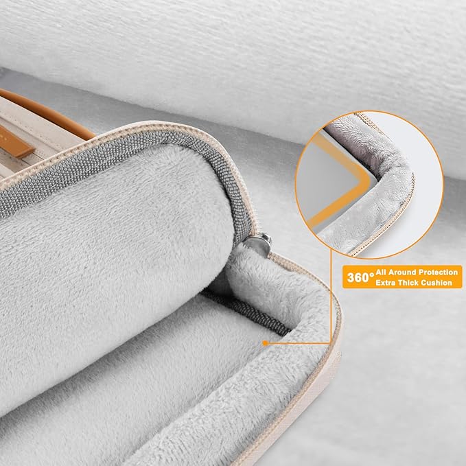 MOSISO 360 Protective Laptop Case 16 inch, 15-15.6 inch Laptop Sleeve Compatible with MacBook Pro 16, HP Acer Dell Lenovo ASUS, Side Open Carrying Case with 4 Zipper Pockets&Handle, Sand