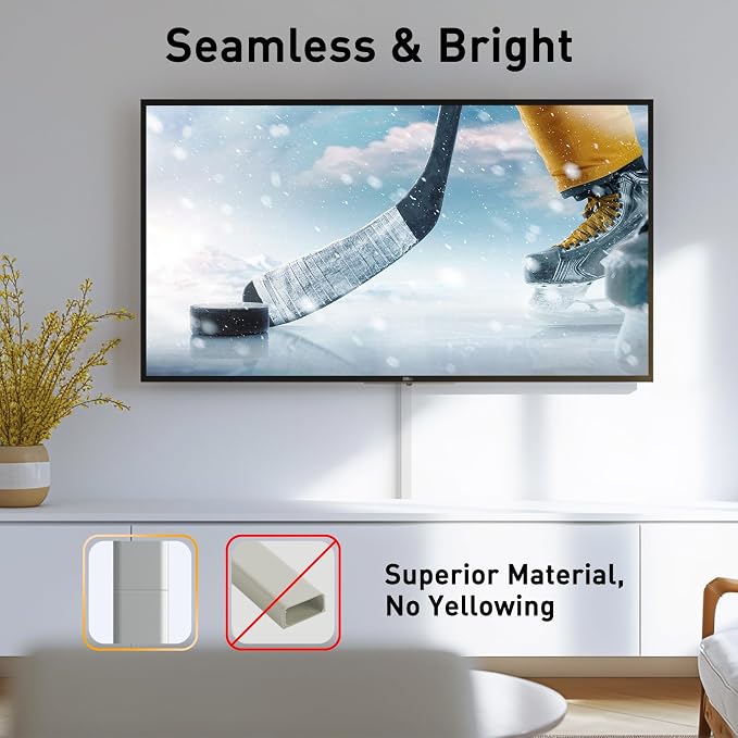 Delamu Cord Hider, 142in Cable Hider, Cord Covers for 2-3 Wires on Wall, Wire Covers for Cords, Wire Hiders for TV on Wall, Easier Setup Cable Cover Cable Management, W0.94 H0.47in, Grey - Image 6
