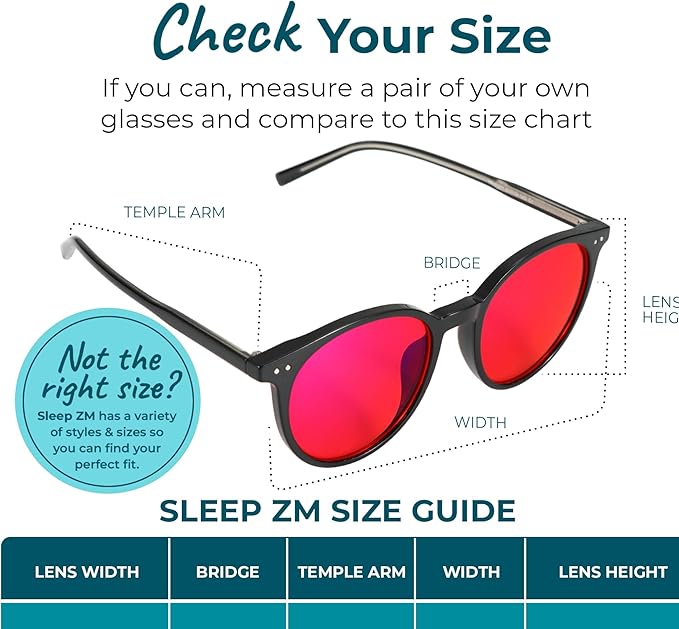 Sleep ZM Blue Light Blocking & Light Sensitivity Glasses - 8 Lens Types for Comfort, Relaxation, Sleep & Relief - 50+ Styles