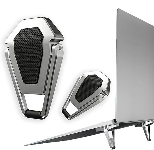 Laptop Riser Foldable Laptop Stand Portable Invisible Laptop Cooling Pad Laptop feet Suitable for 12-20 Inches Laptop Ergonomic Zinc Alloy Laptop Mini Stand Leg (Silver-2pcs)