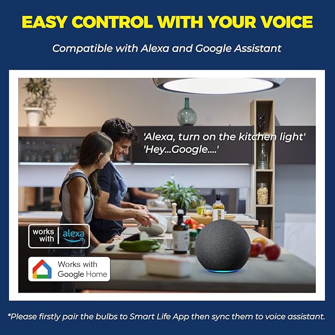 Lightinginside Smart Light Bulbs 6 Pack, Smart Bulb Works with Alexa/Google Home/SmartLife, CRI>90, RGBCW Color Changing LED Light Bulbs, 2.4G WiFi Bluetooth A19 E26 Bulb, No Hub Required, ETL Listed
