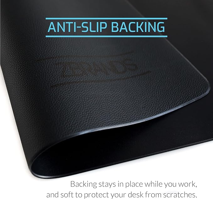 ZBRANDS Leather Desk Mat for Keyboard and Mouse 36" x 20", Midnight Black Desk Pad, Extended Non-Slip Rectangular Keyboard Pad, Laptop and Desktop Computer Keyboard and Mouse Pad, Desk Blotter Mat