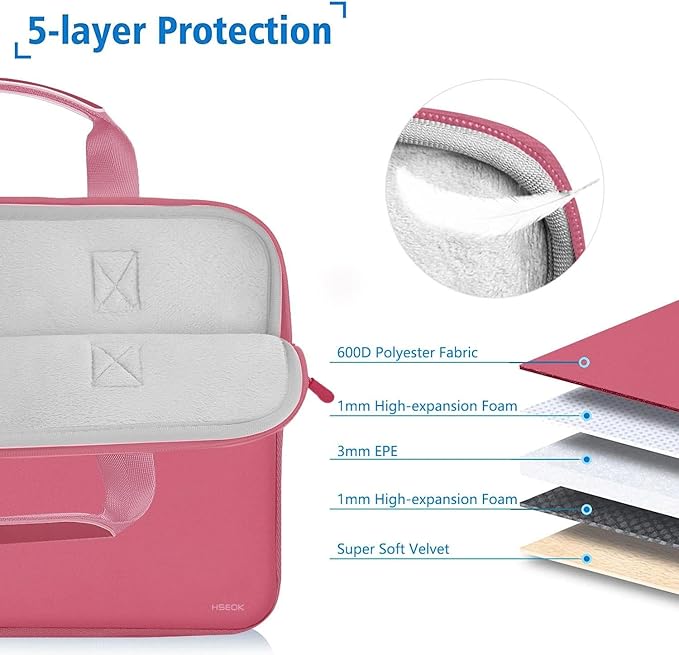 Hseok Laptop Sleeve 13.3-14 inch Case with Small Pouch, Neoprene Computer Bag Compatible with MacBook Neo/Pro 14 M5/M4/M3/M2/M1, Mac Air/Pro 13.3, XPS 14 and Most 13-14 inch Notebooks,Rose red