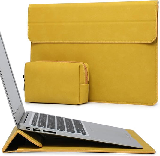 HYZUO 15 Inch Laptop Case Bag Sleeve with Stand for MacBook Air 15 M5 M4 A3241 M3 A3114 M2 A2941 2026-2023, 15" Surface Laptop 7/6/5/4/3, MacBook Pro 15 A1990 A1707 2019-2016, Olive Yellow