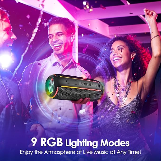 INFURTURE Portable Bluetooth Speaker with 40W Powerful Sound, RGB Lights, 4-in-1 Versatile Connectivity & Bluetooth 5.4 for Home/Party/Outdoor, TWS Pairing, 15H Playtime, Gifts for Teens/Men/Women