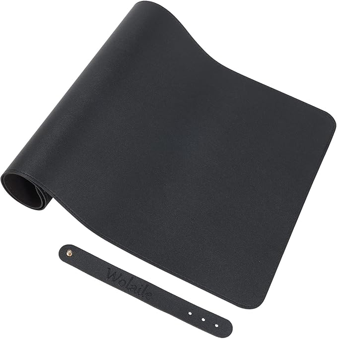 Desk Pad 36x17 inches,PU Leather Desk Blotter,Non-Slip Base Waterproof Surface Office Desk Mat Protector,Old Desktop Cover Decor,Large Mouse Pad,Black