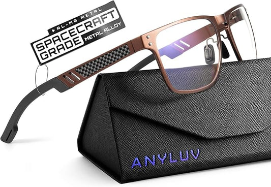 ANYLUV Blue Light Blocking Glasses Men Computer Gaming Glasses Lightweight Al-Mg Metal Anti Eyestrain Eye Protection