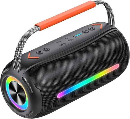 aowoka Bluetooth Speaker Portable Wireless Bluetooth Speakers with HD Stereo Sound, BT 5.4 TWS Pairing, IPX7 Waterproof, 30H Battery Life with Led Light for Outdoor/Party/Sport/Travel/Gifts