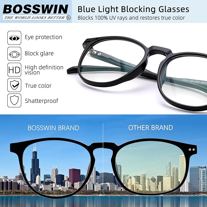 Blue Light Blocking Glasses for Women/Men - 4-Pack Computer Reading/Gaming/TV/Phone Glasses, Anti-Glare