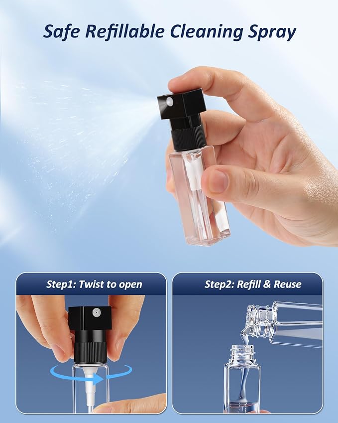 Professional Keyboard Cleaner Laptop Cleaning Kit - Keyboard Cleaning Kit for Computer MacBook iPhone AirPods iPad - Laptop Cleaner with Retractable Brush, 15ml Spray, Microfiber Cloth, Keycap Puller - Image 4