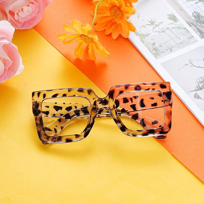 hoyuwak Oversized Square Blue Light Glasses Big Frame Computer Eyewear Thick Fashion Clear Glasses for Women Fashion