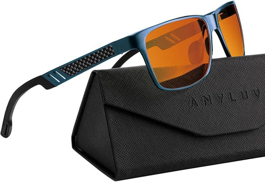 ANYLUV Blue Light Blocking Glasses Men Computer Gaming Glasses Lightweight Al-Mg Metal Anti Eyestrain Eye Protection