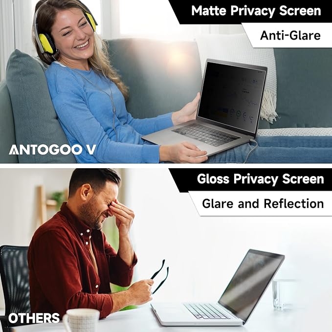 15.6 Inch 1920x1080 Laptop Privacy Screen Filter, Anti Blue Light Glare & Anti Scratch Computer Privacy Shield for 15.6" with 16:9 Aspect Ratio Laptop Portable Monitor