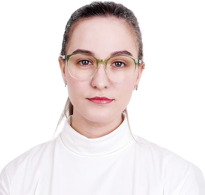 LifeArt Round Blue Light Blocking Glasses, Computer Glasses, Gaming Glasses, TV Glasses for Women Men (Clear Green, 4.50 Magnification)
