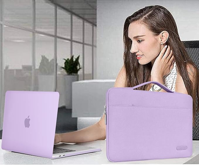 MOSISO Compatible with MacBook Pro 13 inch Case M2 2026, 2025, 2024-2016 A2338 M1 A2251 A2289 A2159 A1989 A1708 A1706, Plastic Hard Case&Bag&Keyboard Skin&Webcam Cover&Screen Protector, Light Purple