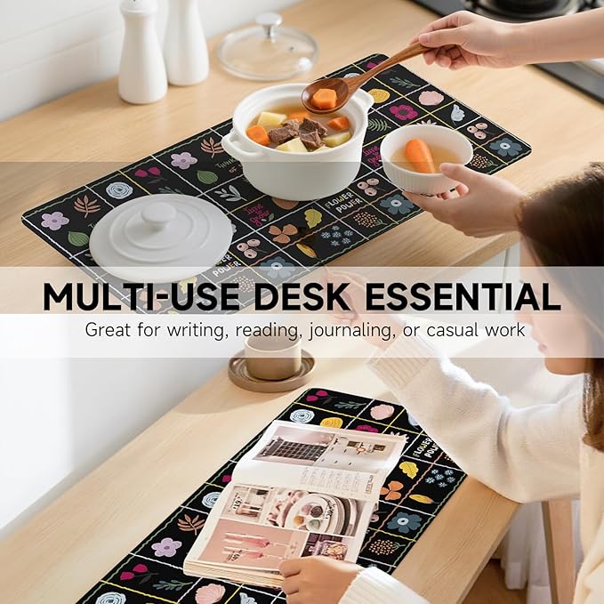 AUPET Leather Desk Pad Blotter Mat, Large Mouse Pad, Non-Slip Waterproof Desk Writing Pad Protector, Desk Decor for Office，Home，Gaming (Freeze-Frame Seasons, 23.6X13.7 inch)